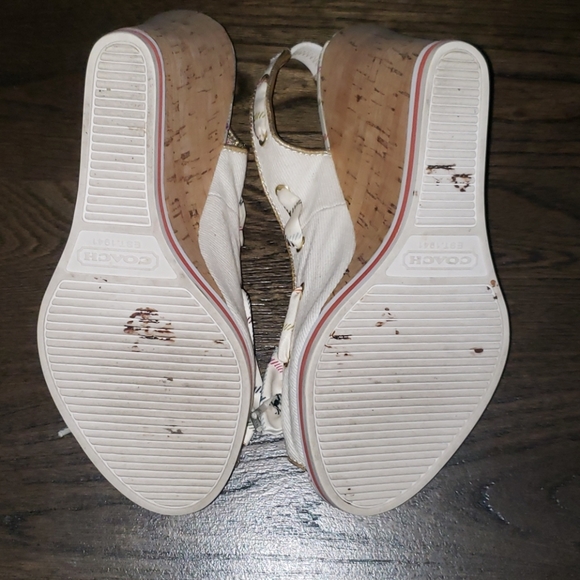 Coach Twirling Peeptoe Slingback Cork Wedge 7 - Picture 8 of 9